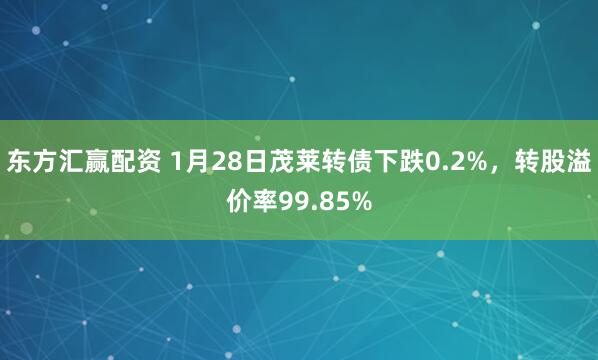 东方汇赢配资 1月28日茂莱转债下跌0.2%，转股溢价率99.85%